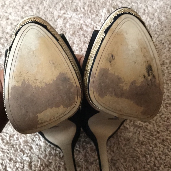 Open toe black suede stilettos - Picture 2 of 4